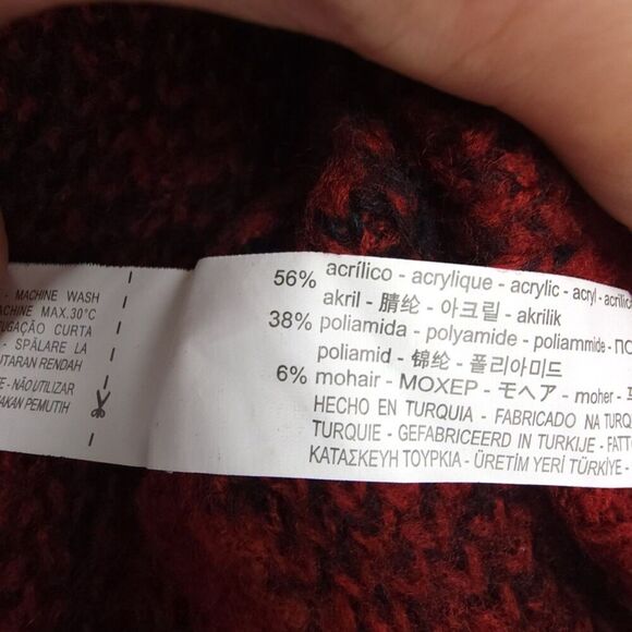 ZARA MAN Mohair Crew Tunic Sweater Red Black Buffalo Check Plaid 90s Grunge Y2k - Picture 2 of 7